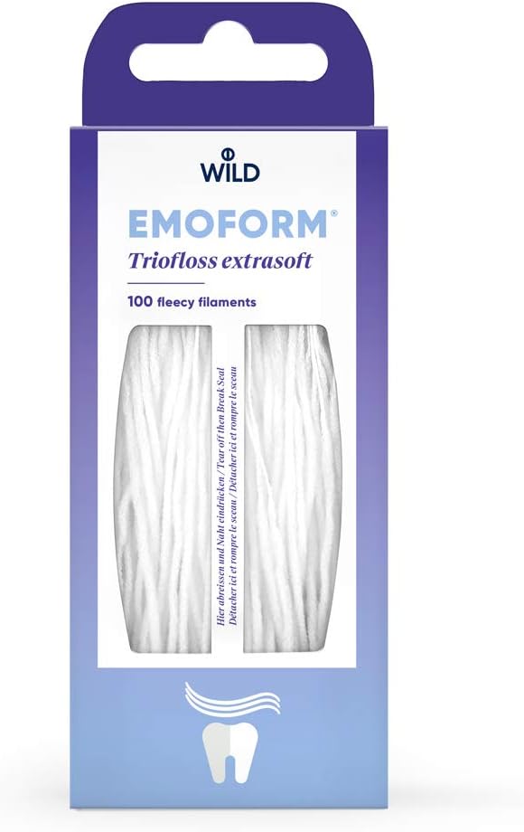 Emoform Triofloss, Extra Soft, Carded Nylon Threads, For Cleaning Interdental Spaces Under Bridges, And Braces