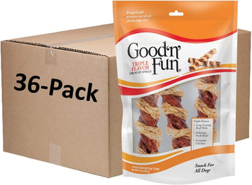 Good'N'Fun Crunchy Spirals Beef/Chicken 5 Inch - 3Ct; Case Pack Of 36 Individual Bags; Multi