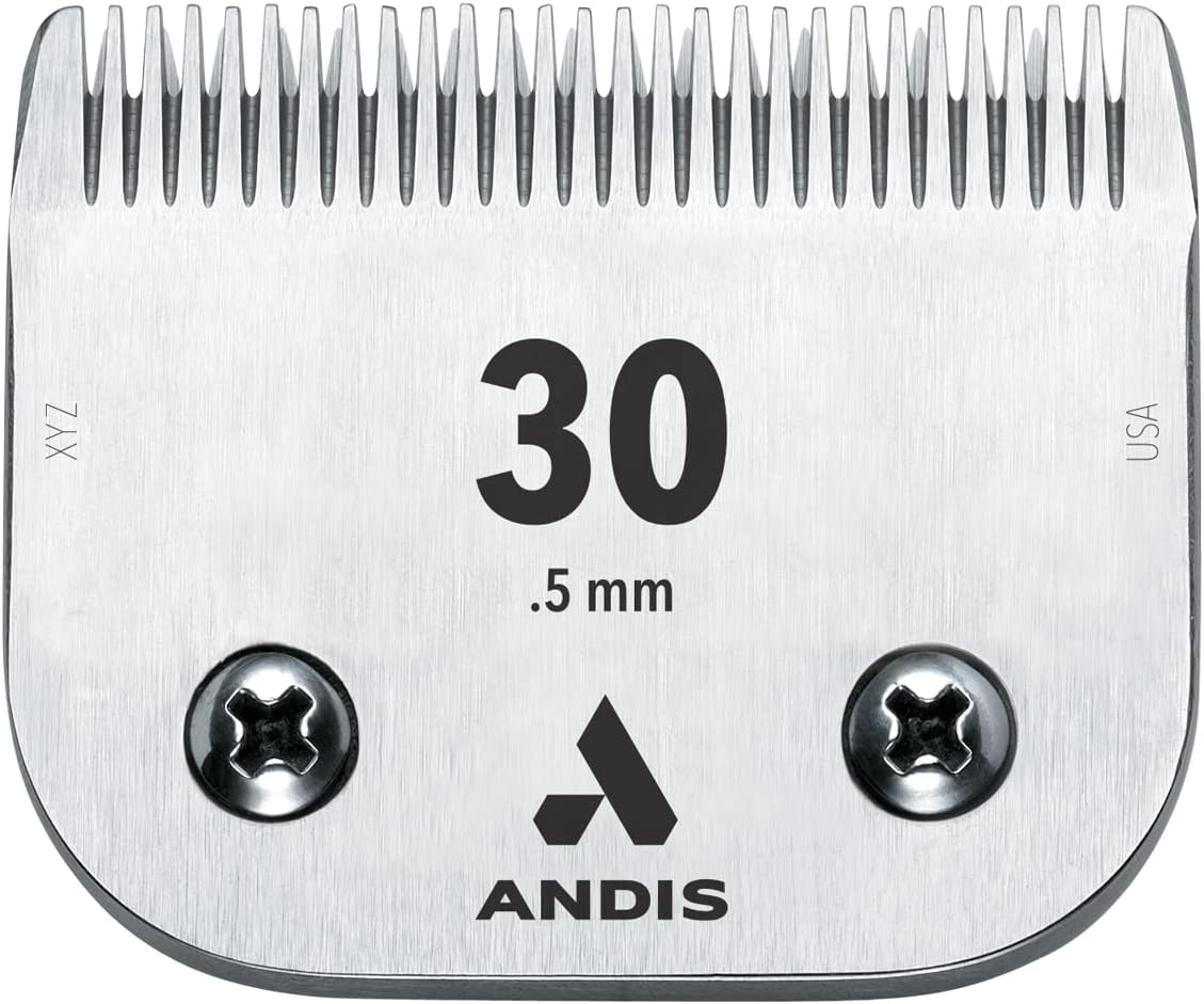 Andis 64075 Ultra Edge Dog Clipper Blade - Constructed Of Carbonized Steel, Exclusive Hardening Process With Long-Lasting Sharp Edges, 1/50-Inch Cut Length - For Larger Animals, Size-30, Chrome