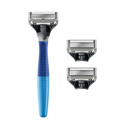 Harry'S Shaving Kit For Men - Razor Handle And 3 Razor Blade Refill Cartridges - Ocean Blue