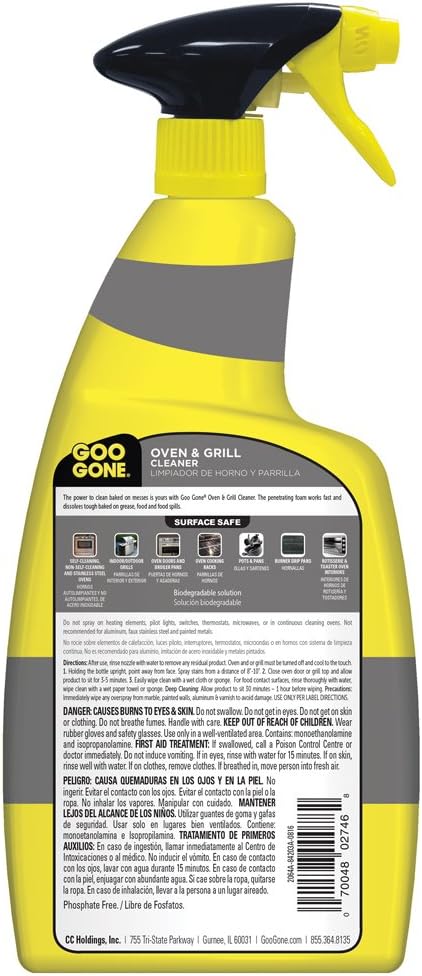 Goo Gone Oven and Grill Cleaner - 28 Ounce - Removes Tough Baked On Grease and Food Spills Surface Safe