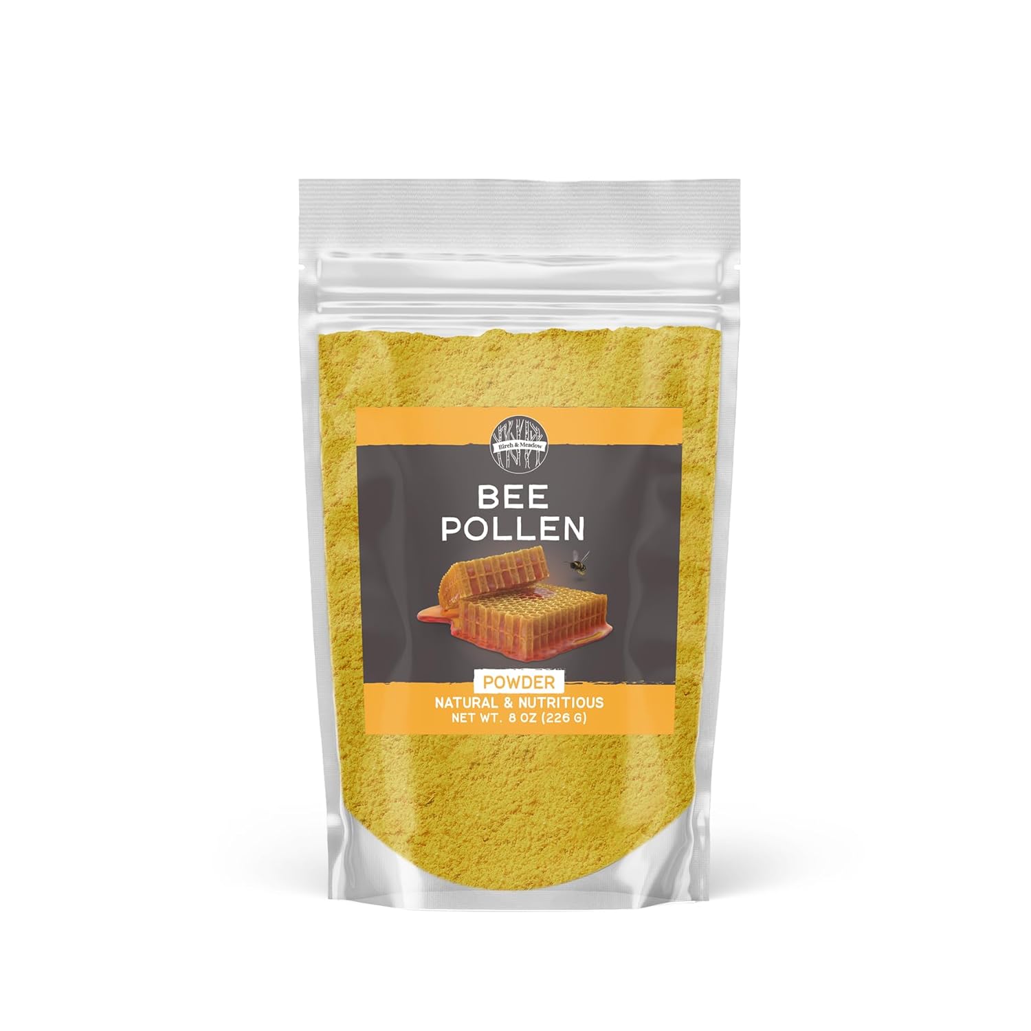 Birch & Meadow Bee Pollen Powder, Natural & Nutritious, Slightly Sweet Taste, Oatmeal & Cereal (8 Ounce)