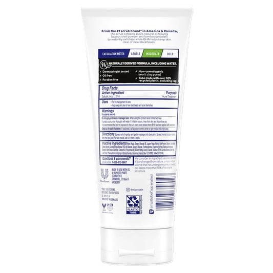 St. Ives Blackhead Clearing Face Scrub, Clears Blackheads & Unclogs Pores, Green Tea & Bamboo, Salicylic Acid Acne Treatment Facial Scrub, Moderate Exfoliator Skin Care With Natural Exfoliants 6 Oz