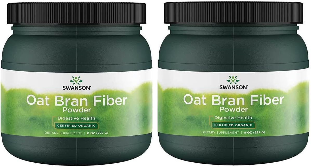 Swanson Oat Bran Fiber Powder - Certified Organic 8 Oz Pwdr 2 Pack