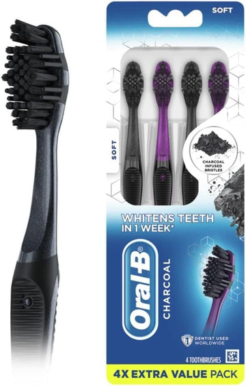 Oral-B Charcoal Toothbrushes, Soft 4Ct