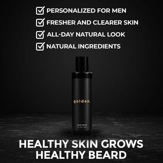Golden Grooming Co. Men'S Face Wash | Aloe Vera & Vitamin E | Natural Facial Cleanser For Sensitive & Oily Skin | Deep Cleansing & Hydrating Foam Wash, 4Oz