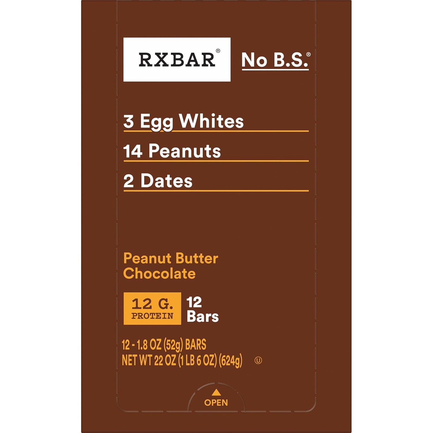 RXBAR Protein Bars, Protein Snack, Snack Bars, Peanut Butter Chocolate, 22oz Box (12 Bars)