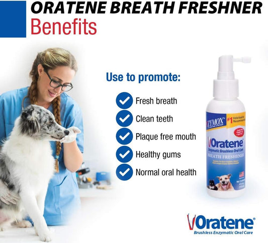Pet King Brands Zymox Oratene Brushless Oral Care Breath Freshener For Dogs And Cats, 4Oz