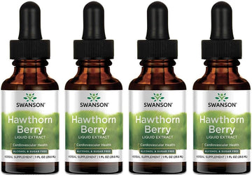 Swanson Hawthorn Berry Leaf & Flower Liquid Extract (Alcohol-Free) 1 Fl Ounce (29.6 Ml) Liquid (4 Pack)