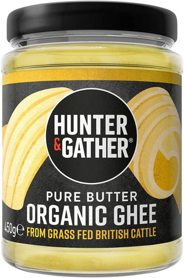 Hunter & Gather Certified Organic Ghee From Grass Fed British Cows 450G | Sugar, Gluten & Seed Oil Free & Low Lactose Content | Keto, Low Carb & Paleo