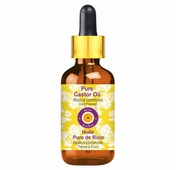 Dève Herbes Castor Oil (Ricinus Communis) With Glass Dropper | Cold Pressed | Pure | Pure | Natural | For Diluting Essential Oils | For Hair, Skin & Massage | Viscous | Unisex | 50Ml (1.69 Oz)