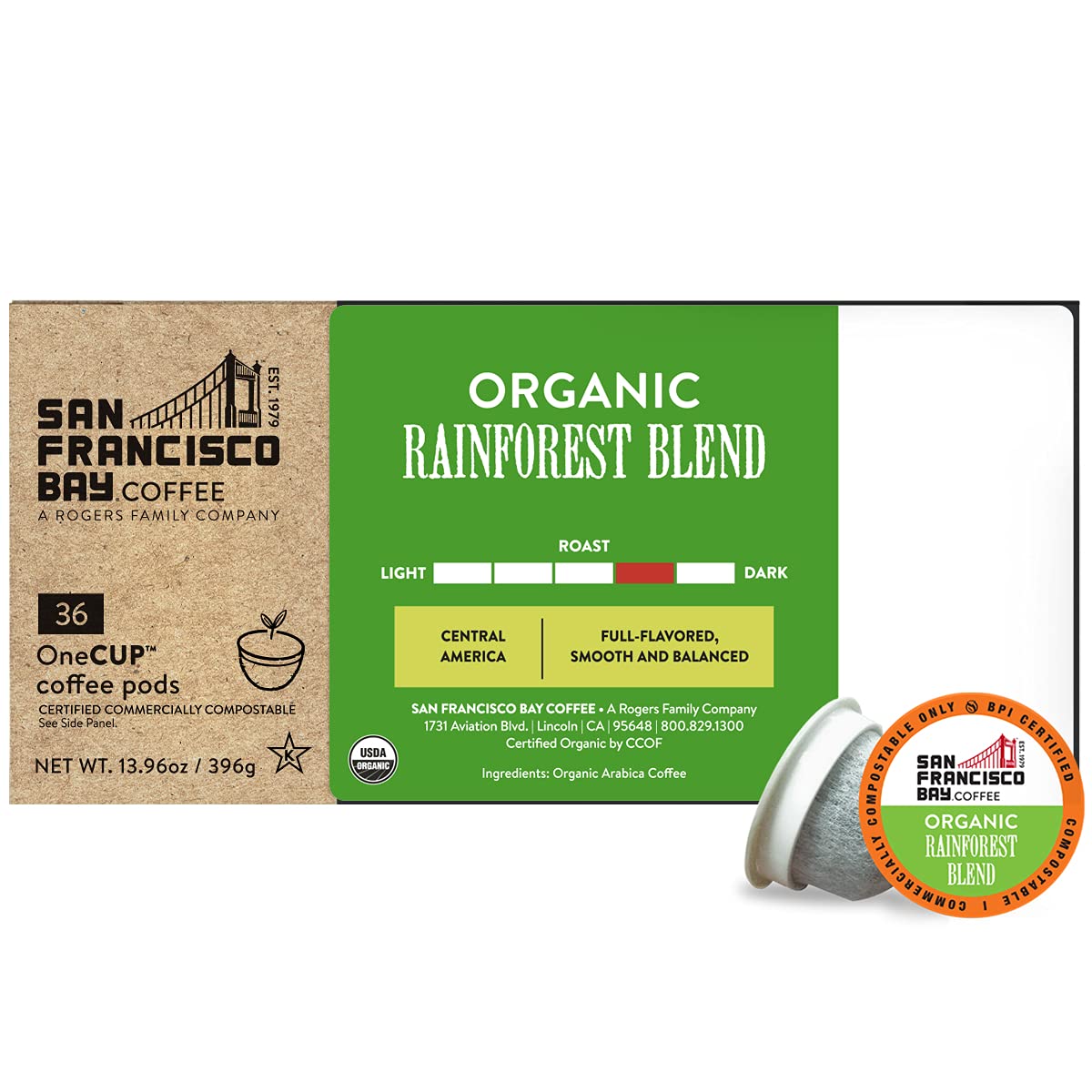 San Francisco Bay Compostable Coffee Pods - Organic Rainforest Blend (36 Ct) K Cup Compatible including Keurig 2.0, Medium Dark Roast : Coffee Substitutes : Everything Else
