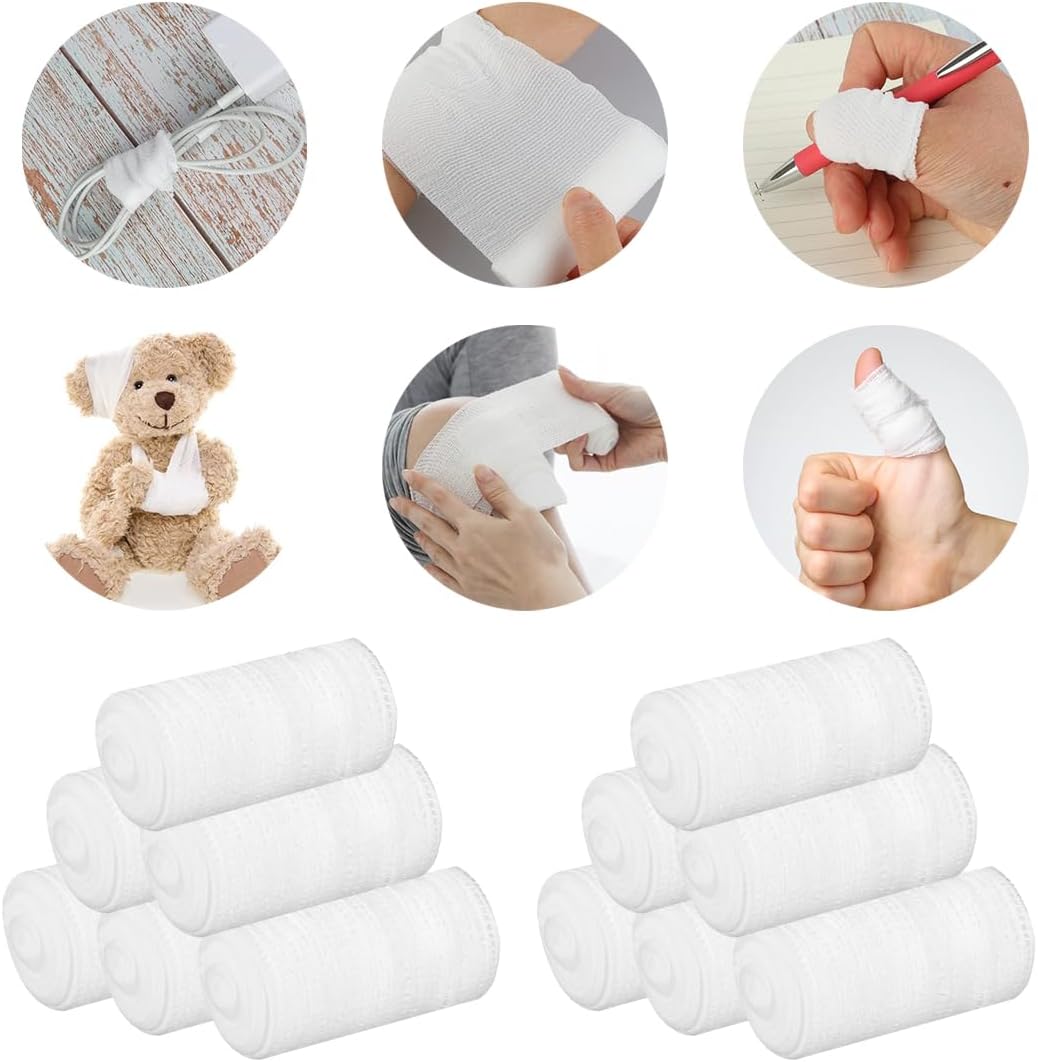Gauze Roll Stretch Bandage 12 Rolls Conforming Bandage 7.5Cm X 2M For Dressing All Types Of Wounds And First Aid