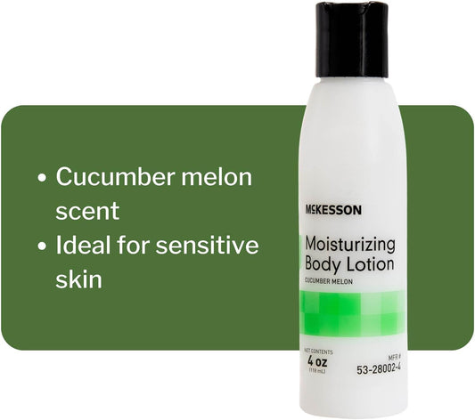 McKesson Hand and Body Lotion for Fragile Skin - Moisturizes Dry, Cracked Skin - Cucumber Melon Scent, 4 oz, 1 Count