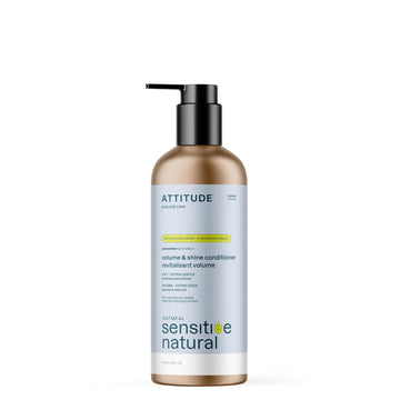 ATTITUDE Gentle Volumizing Conditioner for Sensitive Skin with Oats, Dermatologically Tested, Vegan, Unscented, Aluminum Bottle, 16 Fl Oz