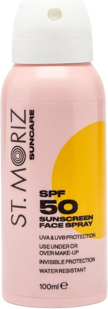 St Moriz Suncare Spf 50 Sunscreen Face Spray | Uva & Uvb Invisible Protection Spf 50 Sun Protection Face Mist With Vitamin E | Wear Under Or Over Makeup | Dermatologically Tested | Vegan | 100Ml
