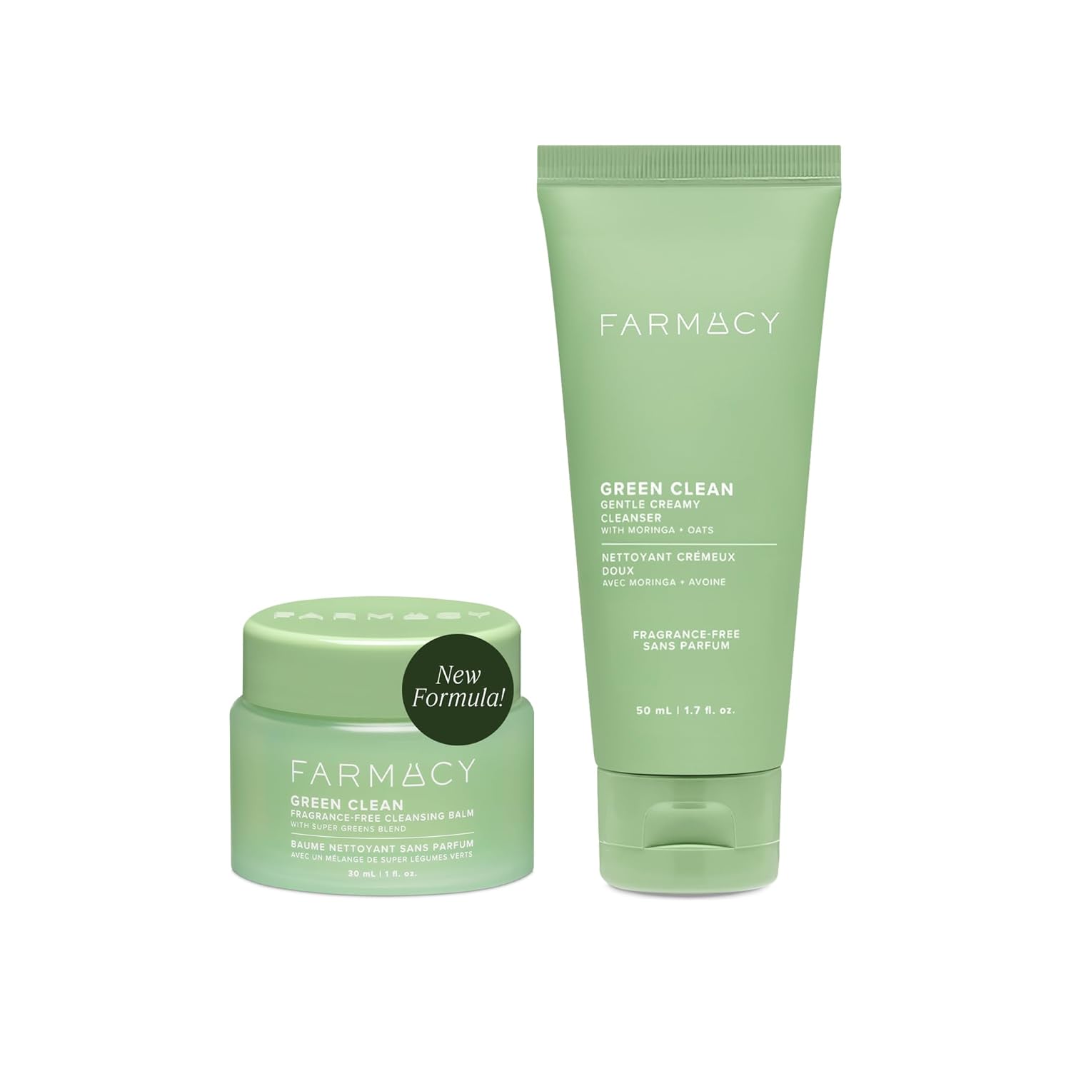 Farmacy Deep Double Cleanse Skincare Gift Set - Green Clean Makeup Remover Cleansing Balm & Whipped Foaming Face Wash For Oily Skin - Melts Away Makeup & Helps Promote Healthy Skin (2 Count)