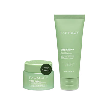 Farmacy Deep Double Cleanse Skincare Gift Set - Green Clean Makeup Remover Cleansing Balm & Whipped Foaming Face Wash For Oily Skin - Melts Away Makeup & Helps Promote Healthy Skin (2 Count)