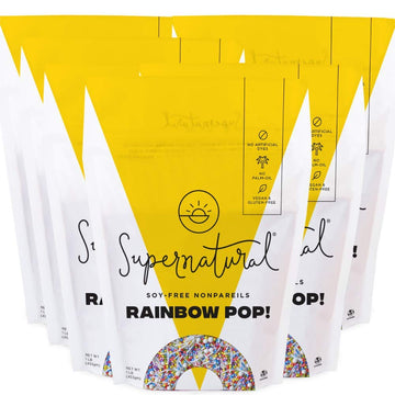 Rainbow Pop! Natural Nonpareil Sprinkles By Supernatural, No Artificial Dyes, Soy Free, Gluten Free, Vegan, 1Lb/6Pk (6Lbs Total)