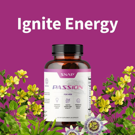 Snap Supplements Passion for Her, Support Healthy Libido, Promote Healthy Mood, Energy and Vitality, Horny Goat Weed, L-Theanine, Passionflower, 60 Capsules