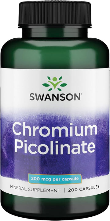 Swanson Chromium Picolinate - Natural Supplement - (200 Capsules, 200Mcg Each)