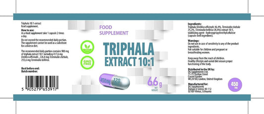 Hepatica Triphala Extract 10:1 (4,500Mg Equivalent) | 120 Vegan Capsules | High Strength Digestive & Gut Health Support | 3Rd Party Lab Tested | No Fillers, Gluten & Gmo Free
