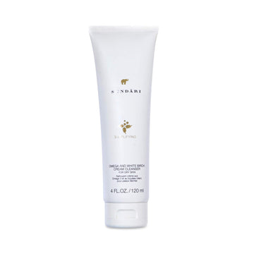 Sundari Omega 3 & White Birch Cream Cleanser - 4 Fl Oz, Creamy Non-Foaming Cleanser, Sensitive Skin, Removes Make-Up And Excess Oils, Natural Skincare