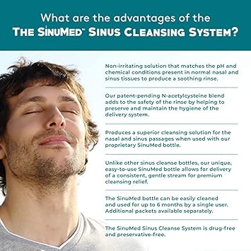Sinumed: Sinus Cleansing System Refill - Relief Of Sinus Congestion, Allergies, Patent-Pending N-Acetylecysteine - 56 Refill Packets - All Natural, Ph Balanced - Developed By Ent Mds - 28 Day Supply : Beauty & Personal Care
