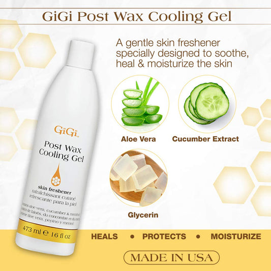 Gigi Post Waxing Cooling Gel - Soothing After Wax Treatment, Skin Freshener & Moisturizer For Smooth Skin, 16 Fl. Oz