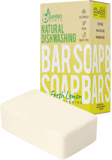 Natural Non-Toxic Dish Washing Block Soap - Dyes And Fragrance Free - Vegan Cruelty-Free Eco-Friendly And Zero Waste Dishwashing Handmade Solid Bar Soaps Detergent & Biodegradable (Lemon Pack Of 1)