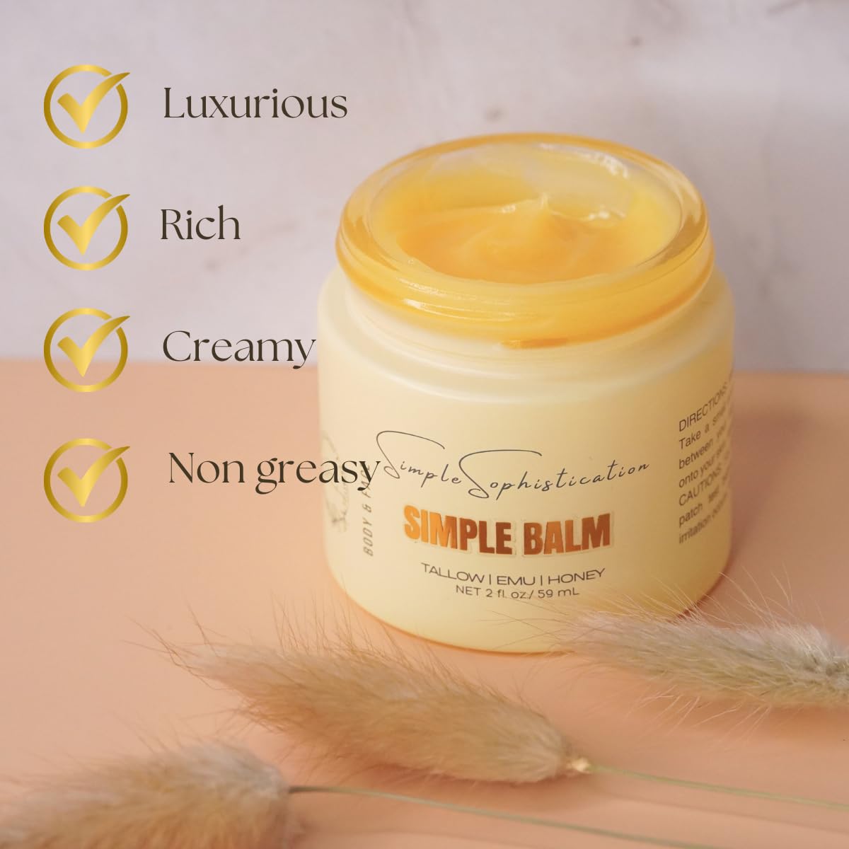 Simple Sophistication Tallow | Emu | Honey Balms Gentle, Natural With Manuka Honey Intense Nutrition For Healthy, Clear, Calm, Younger Face And Skin - Simple Balm - Made In Usa : Beauty & Personal Care