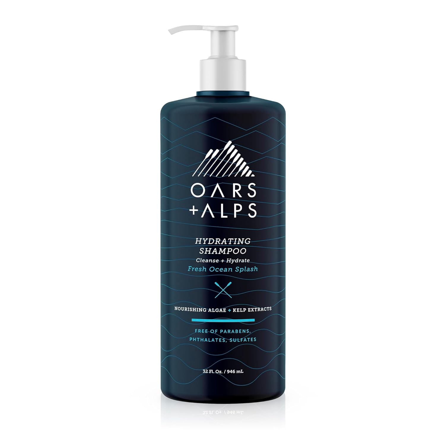 Oars + Alps Men's Sulfate Free Shampoo, Infused with Kelp and Algae Extracts, Fresh Ocean Splash, 32oz