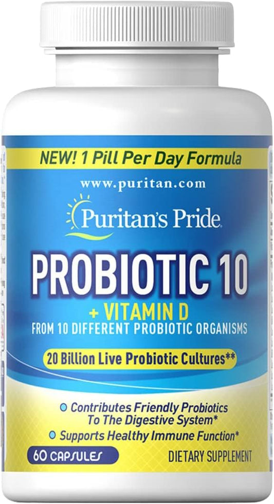 Puritan's Pride 2-pack Of rapid Release Probiotic: From 10 Probiotic Strains, 60 Count (120 Count Total) US