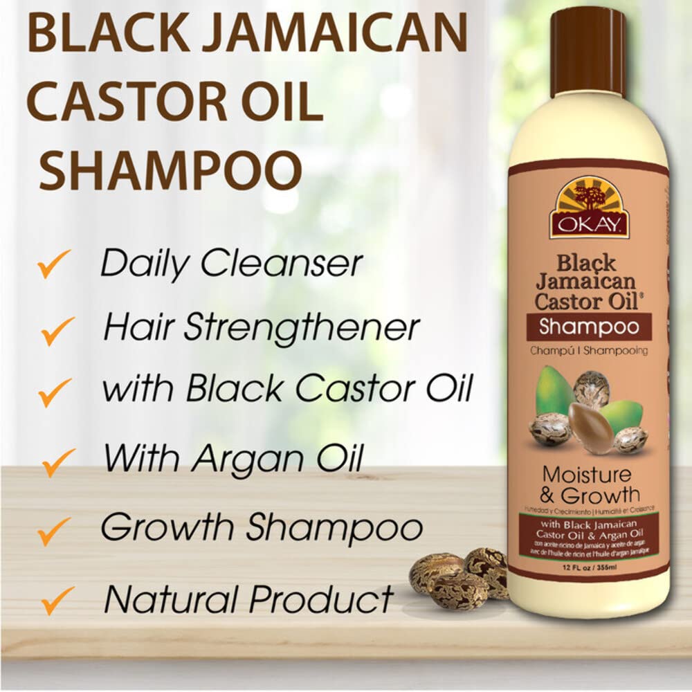 OKAY BLACK JAMAICAN CASTOR OIL MOISTURE GROWTH SHAMPOO 12oz / 355ml : Hair Shampoos : Beauty & Personal Care