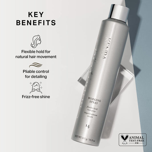 Kenra Platinum Working Spray 14 | Flexible Hold Hairspray | Fast-Drying, Non-Sticky | Creates Volume & Texture | Leaves Hair With Frizz-Free Shine | All Hair Types
