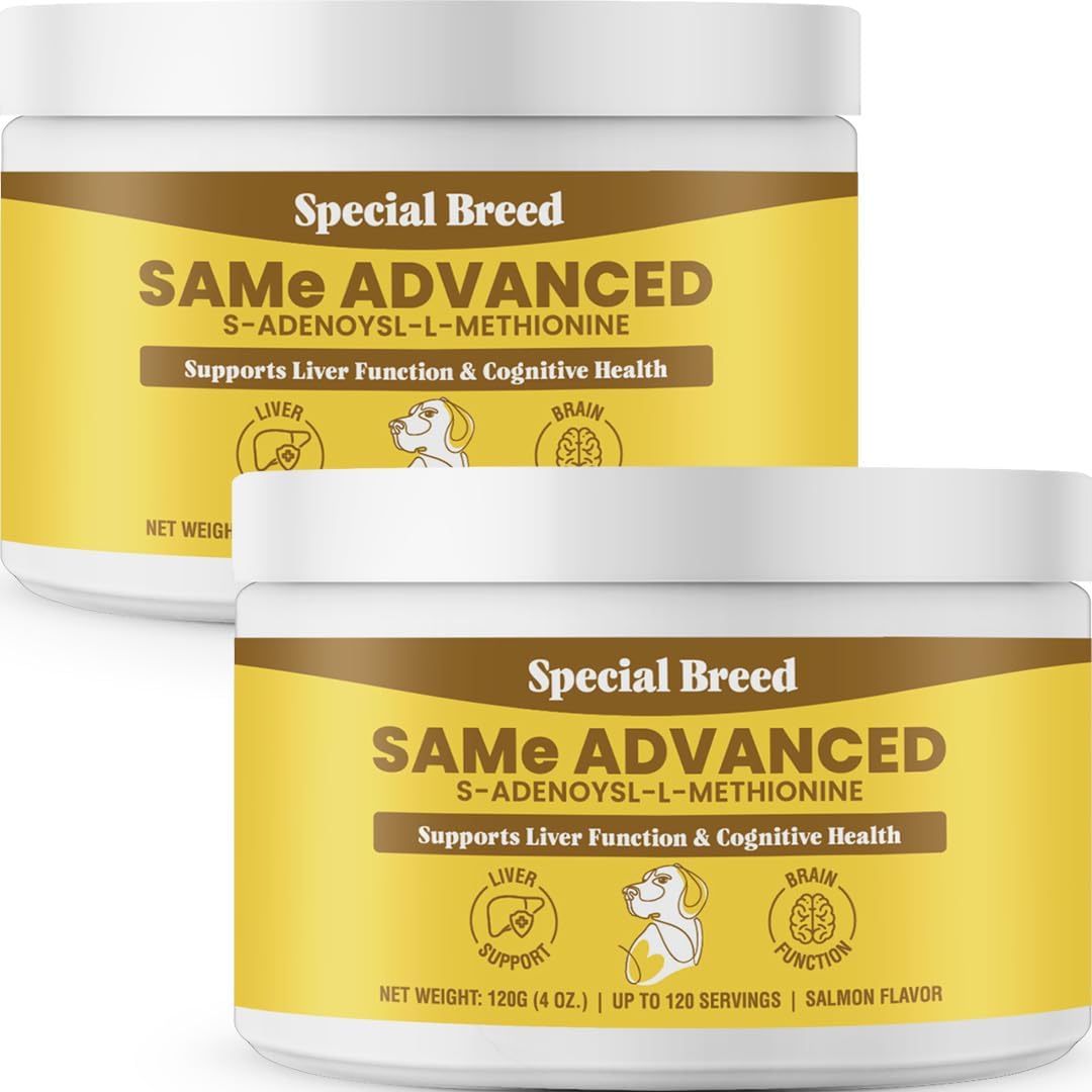 Special Breed Same For Dogs - S-Adenosyl-L-Methionine, Same Advanced, Liver Support Supplement For Dogs, Brain And Cognitive Support, Sam E For Dogs (120 Grams, 2 Pack)