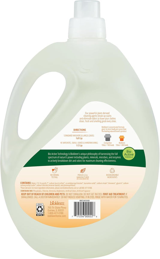 Biokleen Laundry Detergent Sheets - Dye & Fragrance Free, Hypoallergenic, Enzymatic Cleaner, Stain Remover, Bio Active Formula, No Plastic Jug, Unscented, 100 Loads