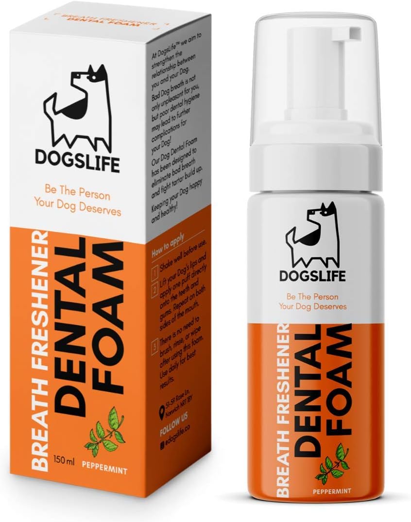 Dog Breath Freshener Dental Foam | Natural Dog Teeth Cleaning Products for Bad Breath, Healthy Gums, Dog Plaque Remover | No Brushing Needed | Daily Dental Solution 150ml