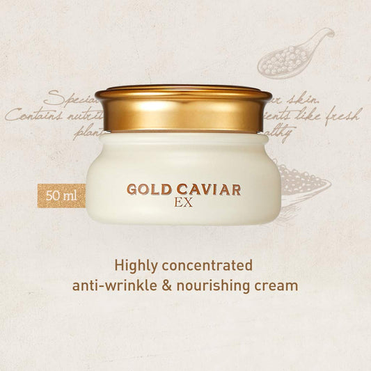 SKINFOOD Gold Caviar EX Cream 50ml - Concentrated Caviar & Gold with Nourishing Cream For Dry, Sagging, and Aging Skin - Best Illuminating Moisturizers - Wrinkle & Pimple Reducer (1.69 fl.oz)