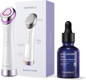 Centellian 24 Madeca Prime Facial Toning Device - 3-In-1 Microcurrent + Hyaluronic Tox Boosting Ampoule (1.01Fl Oz) - Deep Moisturization & Hydration With Hyaluronic Acid, Premium Korean Skin Care
