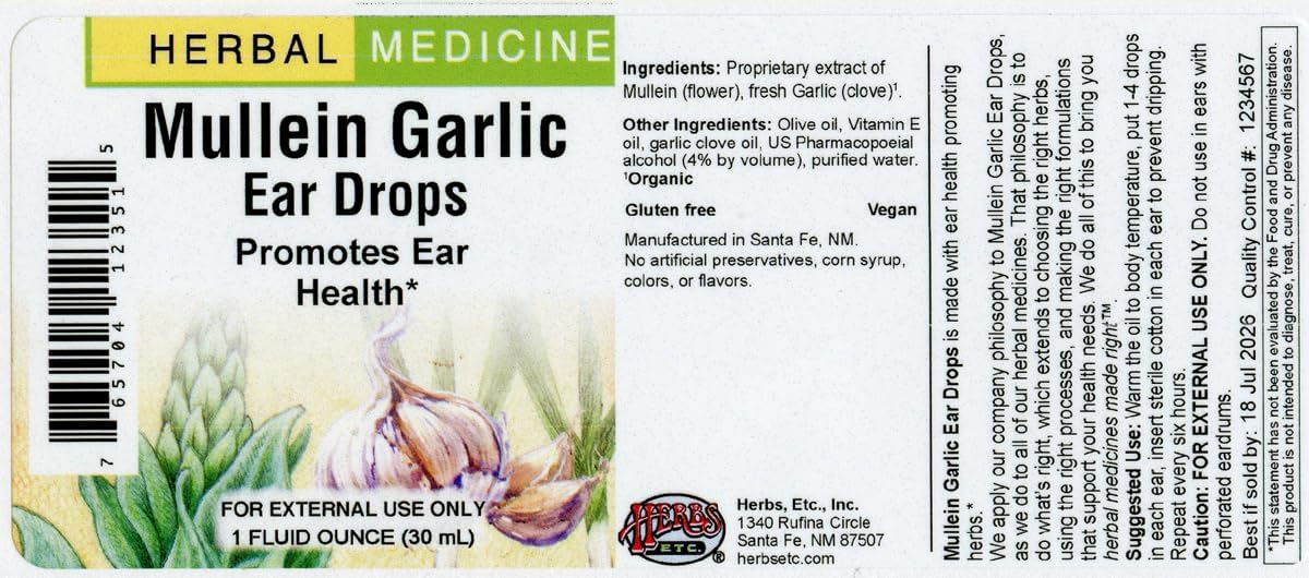 Mullein/Garlic Ear Drops 1 Oz : Health & Household
