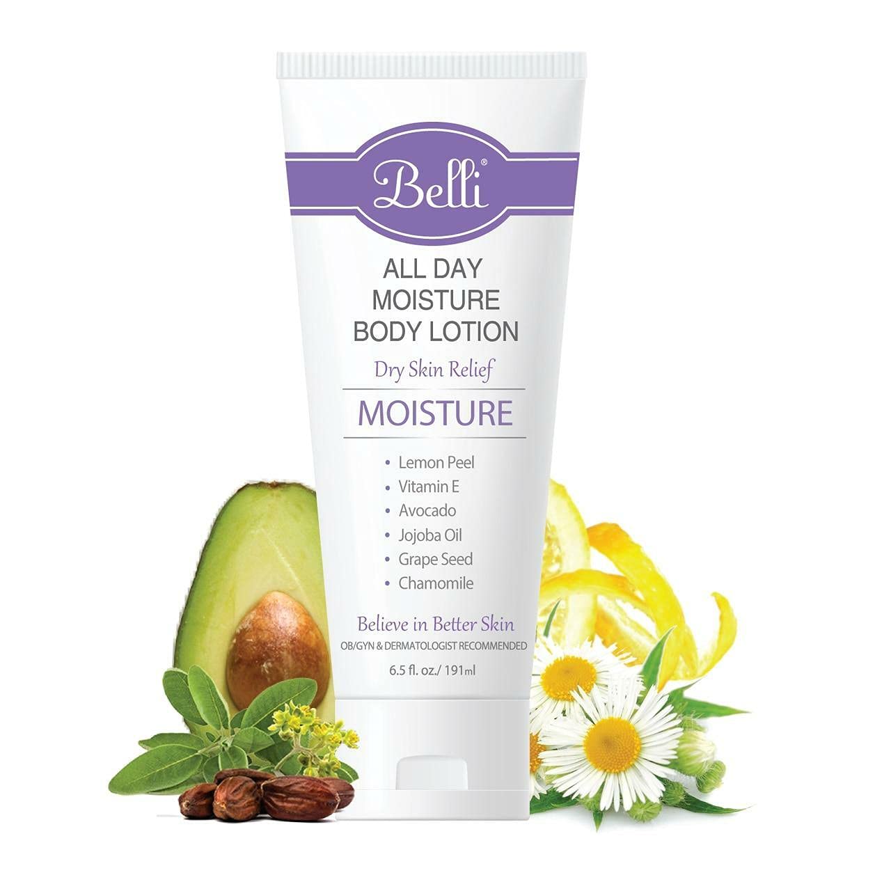 Belli Skincare All Day Moisturizer Body Lotion For All Skin Type, Comforts Dry Skin, Long Lasting & Hydrating, Pregnancy Safe, Vegan Based, Chemical Free, 6.5 Oz