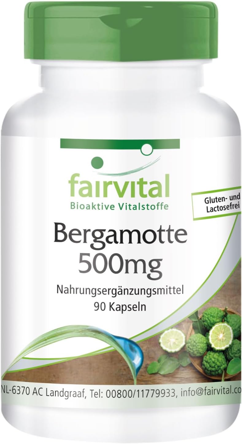 Fairvital | Bergamot extract 500 mg - 90 capsules - 5 times concentrated extract from 2500 mg bergamot - Highly dosed - 100% vegan - Quality tested - Made in Germany