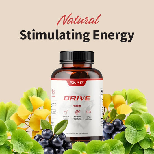 Snap Supplements Drive For Him, Support Healthy Libido, Promote Energy And Vigor Naturally, Ginko Biloba, L-Arginine, Bilberry, 60 Capsules