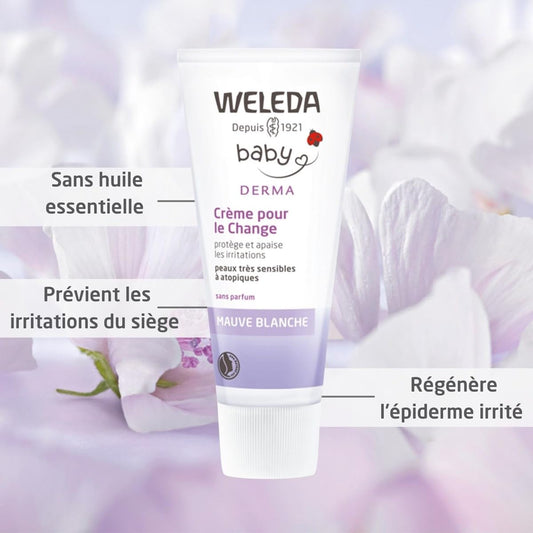 Weleda Baby White Mallow Diaper Care Cream, 1.7 Fluid Ounce, Fragrance Free Plant Rich Protection with White Mallow, Pansy, Sesame and Coconut Oils