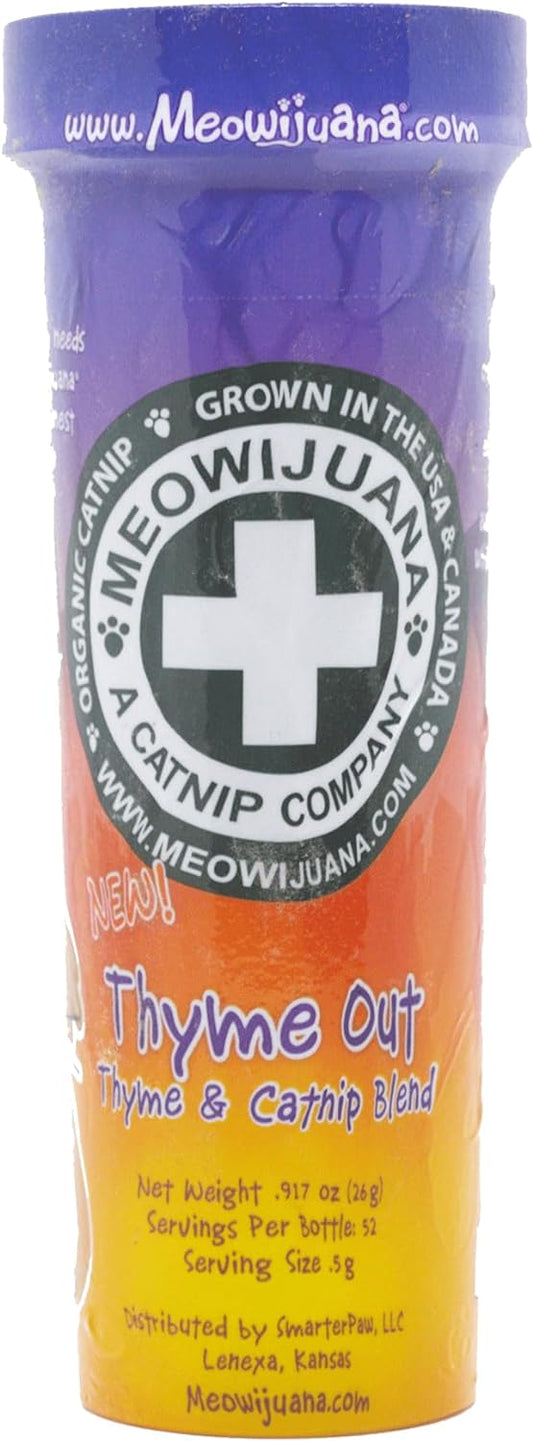 Meowijuana | Catnip Bundles | Organic | High Potency Cat Treats | Perfect For Cat Toys | Grown In The Usa | Feline And Cat Lover Approved (Thyme Out Catnip Bottle Bundle)