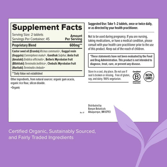 Banyan Botanicals Simhanad Guggulu – Organic Joint Support Supplement with Guggulu, Amalaki & Castor Oil ­­– For Detox, Rejuvenation, and Joint Health* – 90 Tablets – Non-GMO Sustainably Sourced Vegan