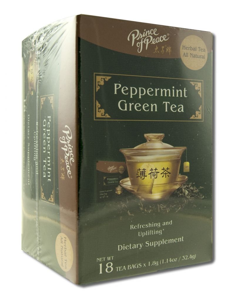 Prince Of Peace Peppermint Green Tea, 18 Tea Bags – Herbal Tea Bags – Prince Of Peace Tea – Peppermint Green Tea Bags – Support Digestion With Peppermint