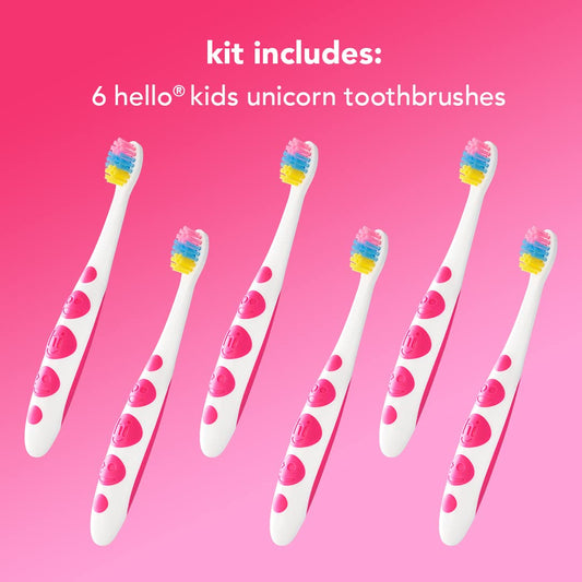 Hello Unicorn Baby And Toddler Soft Toothbrush For All Ages, Bpa Free, Easy To Grip Handle, 6 Count