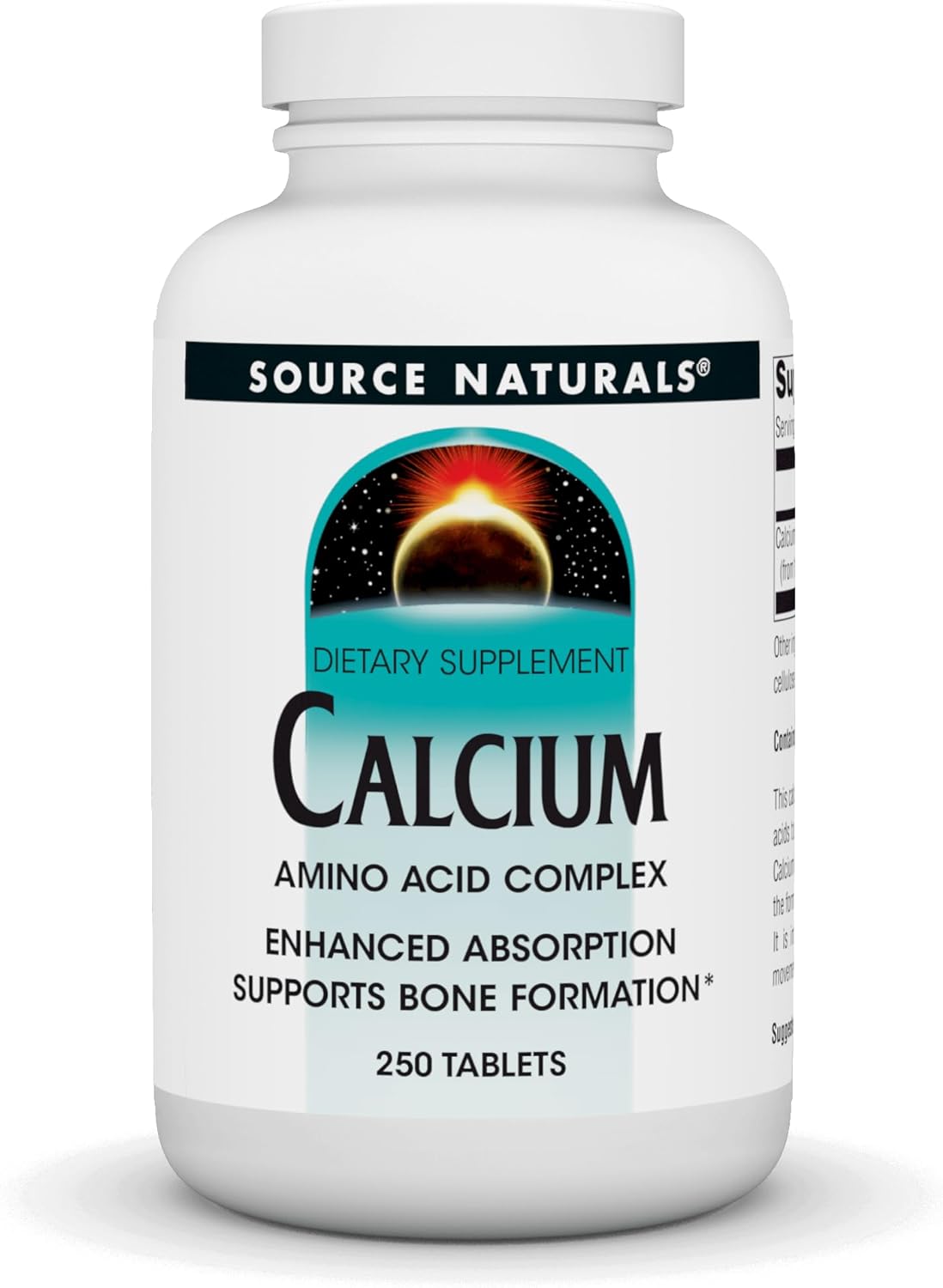 Source Naturals Calcium, Amino Acid Complex- Enhanced Absorption & Supports Bone Formation* - 250 Tablets